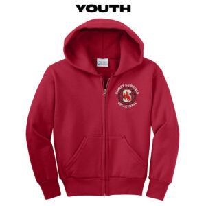 Sidney Volleyball Youth Core Fleece Full Zip Hooded Sweatshirt-Red