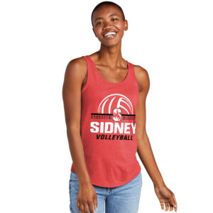 Sidney Volleyball District Women’s Relaxed Tri Blend Relxed Tank-Red Frost