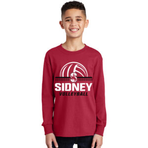 Sidney Volleyball Youth Long Sleeve Tee-Red