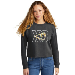 Southeast Polk CC New Era Ladies Tri-Blend Fleece Crop Crew-Black Heather
