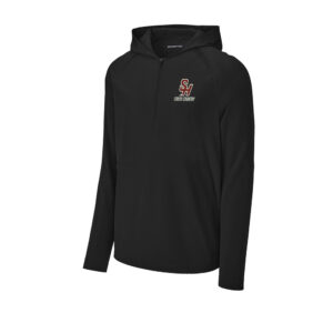 SH Cross Country Sport-Tek men Repeat 1/2-Zip Long Sleeve Hooded Jacket-Black