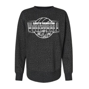 SH Volleyball LAT Women’s Weekend Fleece Crewneck Sweatshirt-Black Leopard