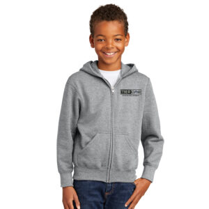 Tier One Youth Core Fleece Full Zip Hooded Sweatshirt-Athletic Heather