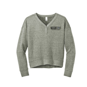 Tier One District Women’s Perfect Tri Fleece V-Neck Sweatshirt-Grey Frost