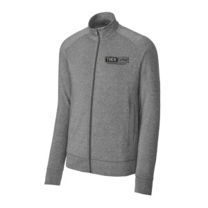 Tier One Sport-Tek Men Sport-Wick Stretch Full-Zip Cadet Jacket-Charcoal Heather Grey