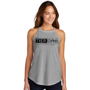 Tier One District Made Ladies Perfect Tri Rocker Tank-Grey Frost