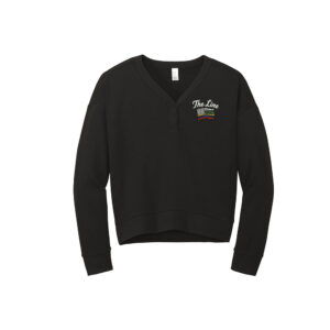 The Line District Women’s Perfect Tri Fleece V-Neck Sweatshirt-Black