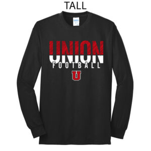 Union Football Tall Long Sleeve Cotton Tee-Black