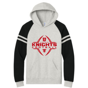Union Football Jerzees Unisex NuBlend Varsity Colorblock Hooded Sweatshirt-Oatmeal Heather/Black
