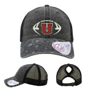 Union Football Infinity Her Women’s Printed Visor with Mesh Back Cap-Black/Black Leopard