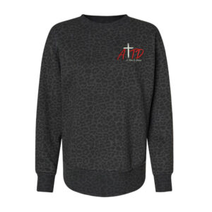 A Time to Dance LAT Women’s Weekend Fleece Crewneck Sweatshirt-Black Leopard