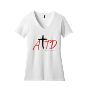 A Time to Dance District Made Ladies Perfect Blend V-Neck Tee-White