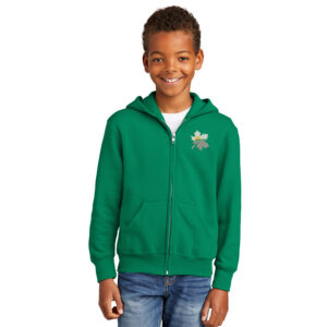 Geneseo Youth Core Fleece Full Zip Hooded Sweatshirt-Kelly