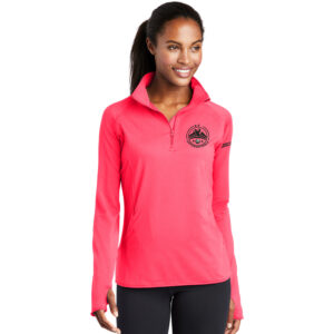 BE Golf Sport-Tek Ladies Sport-Wick Stretch 1/2-Zip Pullover-Hot Coral