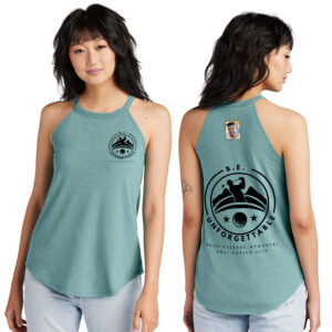BE Golf District Made Ladies Perfect Tri Rocker Tank-Heathered Eucalyptus Blue