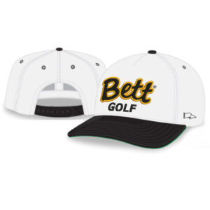 Bett Golf Rah-Rah 5-Panel Chino Twill Snapack Cap-White/Black/ Green Underbill