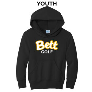 Bett Golf Youth Fleece Hooded Sweatshirt-Black