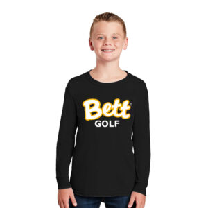 Bett Golf Youth Cotton Long Sleeve Tee-Black