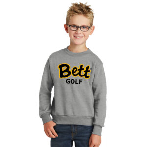 Bett Golf Youth Fleece Crewneck Sweatshirt-Athletic Heather
