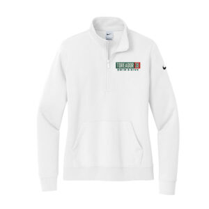 Boone Swim Dive Nike Ladies Club Fleece Sleeve Swoosh 1/2-Zip-White