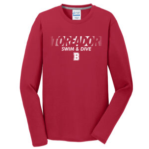 Boone Swim Dive Men Long Sleeve Essential Blended Performance Tee-Red