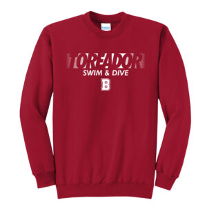 Boone Swim Dive Unisex Fleece Crewneck Sweatshirt-Red