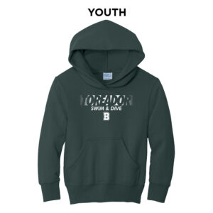 Boone Swim Dive Youth Fleece Hooded Sweatshirt-Dark Green