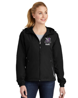 Baxter Bolts Cheer Sport-Tek Ladies Colorblock Hooded Jacket-balck/White