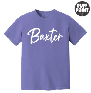 Baxter Bolts Cheer Unisex Comfort Colors Pigment Dyed Short Sleeve Shirt-Violet PUFF PRINT