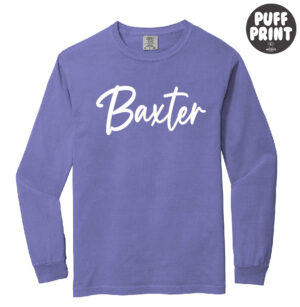 Baxter Bolts Cheer Comfort Colors Heavyweight Ring Spun Long Sleeve Tee-Violet PUFF PRINT