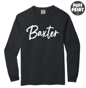 Baxter Bolts Cheer Unisex Comfort Colors Heavyweight Ring Spun Long Sleeve Tee-Black PUFF PRINT