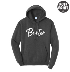 Baxter Bolts Cheer Unisex Fleece Hooded Sweatshirt-Black Heather PUFF PRINT