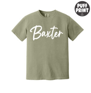 Baxter Bolts Cheer Unisex Comfort Colors Pigment Dyed Short Sleeve Shirt-Sandstone PUFF PRINT