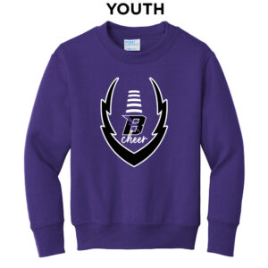 Baxter Bolts Cheer Youth Fleece Crewneck Sweatshirt-Purple