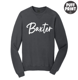 Baxter Bolts Cheer Unisex  Pigment-Dyed Crewneck Sweatshirt-Coal PUFF PRINT