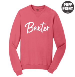 Baxter Bolts Cheer Unisex  Pigment-Dyed Crewneck Sweatshirt-Fruit Punch PUFF PRINT