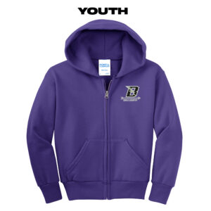 Baxter CC  Youth core fleece full zip hooded sweatshirt-Purple