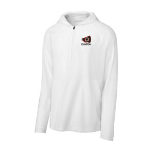 Clinton Cheer Sport-Tek Men Repeat 1/2-Zip Long Sleeve Hooded Jacket-White