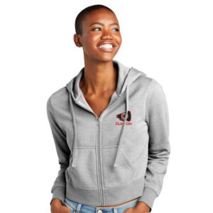Clinton Cheer District Women’s V.I.T. Fleece Full-Zip Hoodie Crop-Light grey heather