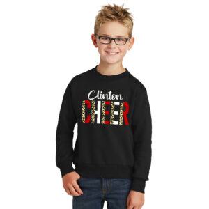 Clinton Cheer Youth Fleece Crewneck Sweatshirt-Black