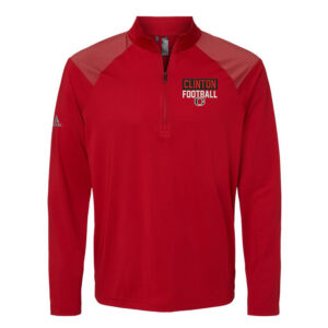 Clinton Football Adidas Men Shoulder Stripe Quarter-Zip Pullove-Red