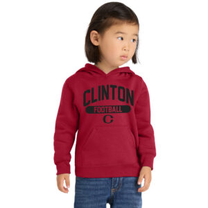 Clinton Football  Toddler Pullover Hooded Sweatshirt-Red