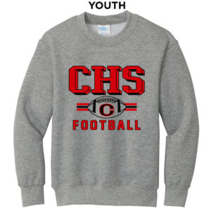 Clinton Football Youth Fleece Crewneck Sweatshirt-Athletic heather