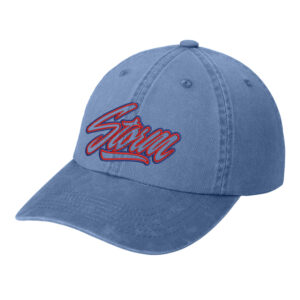 Camanche CC Port Authority Unstructured Garment Washed Cap with fabric and buckle closure-Steel Blue