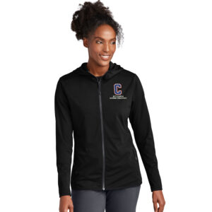 Camanche CC Sport-Tek Ladies Circuit Hooded Full-Zip warm up jacket -Black