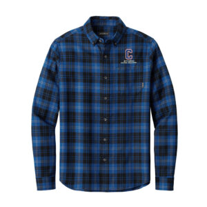 Camanche CC Eddie Bauer Men Long Sleeve Favorite Flannel Plaid Shirt-Cobalt Tartan