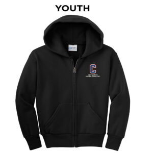 Camanche CC  Youth core fleece full zip hooded sweatshirt-Black