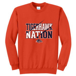 Tigerhawks Unisex Fleece Crewneck Sweatshirt-Orange