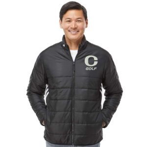 Clinton Golf Adidas puffer jacket w/ 3 stripe side panels-Black