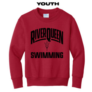 River Queen Swim Youth Fleece Crewneck Sweatshirt-Red
